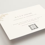 "Floral Crest" - Foil-Pressed RSVP Online Enclosure Cards in Champagne by Cass Loh - Detail