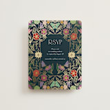 "Gilded Tapestry" - Foil-Pressed RSVP Online Enclosure Cards in Midnight Garden by Simona Camp - Front