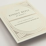 "deco arch" - Foil-Pressed RSVP Online Enclosure Cards in Fir by Kindred Fields - Detail