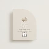 "Simple Seashell" - Foil-Pressed RSVP Online Enclosure Cards in Sand by Hannah Bowman - Front