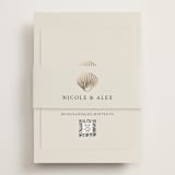 "Simple Seashell" - Foil-Pressed RSVP Online Enclosure Cards in Sand by Hannah Bowman - Assembled with Belly Band