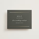 "Perfect Pair" - Foil-Pressed RSVP Online Enclosure Cards in Olive by Stacey Meacham - Front
