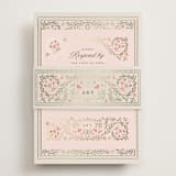 "Victorian" - Foil-Pressed RSVP Online Enclosure Cards in Versailles by Claudia Orengo - Assembled with Belly Band