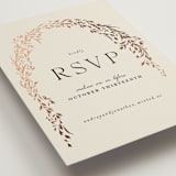 "Trailing Vines" - Foil-Pressed RSVP Online Enclosure Cards in Almond by Erin L. Wilson - Detail
