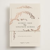 "Trailing Vines" - Foil-Pressed RSVP Online Enclosure Cards in Almond by Erin L. Wilson - Assembled with Belly Band