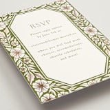 "Inlay Frame" - Foil-Pressed RSVP Online Enclosure Cards in Avocado by Katharine Watson - Detail