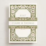 "Inlay Frame" - Foil-Pressed RSVP Online Enclosure Cards in Avocado by Katharine Watson - Assembled with Belly Band