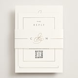 "Framed Monogram" - Foil-Pressed RSVP Online Enclosure Cards in Silk by Kelly Schmidt - Assembled with Belly Band
