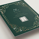 "Illuminated Storybook" - Foil-Pressed RSVP Online Enclosure Cards in Evergreen by Alethea and Ruth - Detail