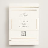 "Classic Elegance" - Foil-Pressed RSVP Online Enclosure Cards in Pearl by Nicole Walsh - Assembled with Belly Band