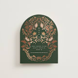 "Autumnal Arch" - Foil-Pressed RSVP Online Enclosure Cards in Leaf by Erin German - Front