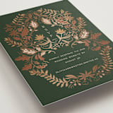 "Autumnal Arch" - Foil-Pressed RSVP Online Enclosure Cards in Leaf by Erin German - Detail