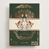 "Autumnal Arch" - Foil-Pressed RSVP Online Enclosure Cards in Leaf by Erin German - Assembled with Belly Band