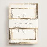 "Brushed Edge" - Foil-Pressed RSVP Online Enclosure Cards in Silk by Kelly Schmidt - Assembled with Belly Band