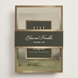 "Hillside" - Foil-Pressed RSVP Online Enclosure Cards in Graphite by Everett Paper Goods - Assembled with Belly Band