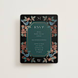 "Wedding birds" - Foil-Pressed RSVP Online Enclosure Cards in Onyx by Ana de Sousa - Front