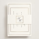 "Traditionalist" - Foil-Pressed RSVP Online Enclosure Cards in Snow by Sarah Brown - Assembled with Belly Band
