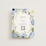 "Timeless Blooms" - Foil-Pressed RSVP Online Enclosure Cards in Azure by Susan Moyal - Front