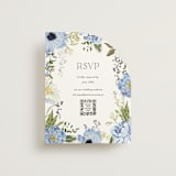 "Timeless Blooms" - Foil-Pressed RSVP Online Enclosure Cards in Azure by Susan Moyal - Front