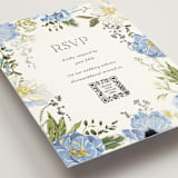 "Timeless Blooms" - Foil-Pressed RSVP Online Enclosure Cards in Azure by Susan Moyal - Detail