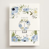"Timeless Blooms" - Foil-Pressed RSVP Online Enclosure Cards in Azure by Susan Moyal - Assembled with Belly Band