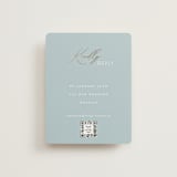 "Delicacy" - Foil-Pressed RSVP Online Enclosure Cards in Dusty Blue by Angela Thompson - Front