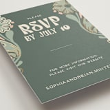 "Nouveau Frame" - Foil-Pressed RSVP Online Enclosure Cards in Sage by GeekInk Design - Detail