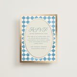"Knightsbridge" - Foil-Pressed RSVP Online Enclosure Cards in Sky by Jackie Crawford - Front