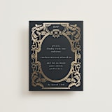 "Mirror" - Foil-Pressed RSVP Online Enclosure Cards in Onyx by Ana de Sousa - Front