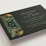 "Embellished" - Foil-Pressed RSVP Online Enclosure Cards in Buttercup by Jen Owens - Detail