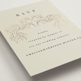 "Foil Botanical Frame" - Foil-Pressed RSVP Online Enclosure Cards in Taupe by Hannah Williams - Detail