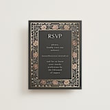 "Timeless Nature" - Foil-Pressed RSVP Online Enclosure Cards in Ebony by Ana de Sousa - Front