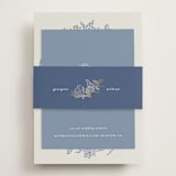 "meet me in the garden" - Foil-Pressed RSVP Online Enclosure Cards in Cornflower by Grae - Assembled with Belly Band