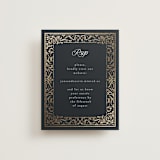 "Regency Grace" - Foil-Pressed RSVP Online Enclosure Cards in Onyx by Ana de Sousa - Front