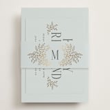 "Enchanted" - Foil-Pressed RSVP Online Enclosure Cards in Mist by Laura Hankins - Assembled with Belly Band