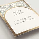 "Vintage Palms" - Foil-Pressed RSVP Online Enclosure Cards in Sand by Maria Alou - Detail