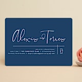 "Just the Two of Us" - Rehearsal Dinner Invitations in Navy by Jennifer Wick - Front