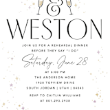 "The Happy Couple" - Rehearsal Dinner Invitations in Cotton by Robert and Stella - Detail