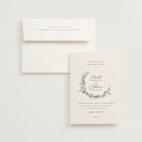 "Green Wreath" - Rehearsal Dinner Invitations in Champagne by Lori Wemple - Invitation with Envelope