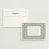 "Block Print Frame" - Rehearsal Dinner Invitations in Sage by Katharine Watson - Invitation with Envelope