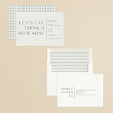 "eat, drink and rehearse" - Rehearsal Dinner Invitations in Titanium by Shirley Lin Schneider - Assembled