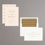 "Flourished Rehearsal" - Rehearsal Dinner Invitations in Champagne by Carolyn MacLaren - Assembled