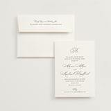 "Initial" - Rehearsal Dinner Invitations in Pearl by Jennifer Postorino - Invitation with Envelope