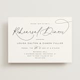 "Dashing Script" - Rehearsal Dinner Invitations in Peppercorn by Olivia Raufman - Front