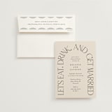 "Eat Drink Get Married" - Rehearsal Dinner Invitations in Ivory by Amy Payne - Invitation with Envelope