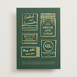 "Matchbooks" - Rehearsal Dinner Invitations in Vetiver by Jennifer Lew - Front