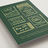 "Matchbooks" - Rehearsal Dinner Invitations in Vetiver by Jennifer Lew - Detail