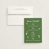 "First Course Party" - Rehearsal Dinner Invitations in Kelly Green by Cotton and Bow - Invitation with Envelope