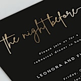 "Lilt" - Rehearsal Dinner Invitations in Licorice by Kampai Designs - Detail