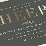"Cheers" - Rehearsal Dinner Invitations in Smoke by Sara Hicks Malone - Detail